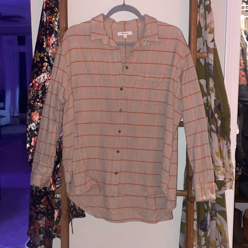 Madewell size large tan plaid flannel